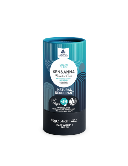 Desodorante Urban Black envase de cartón (sin plástico) 40 g - Imagen 1